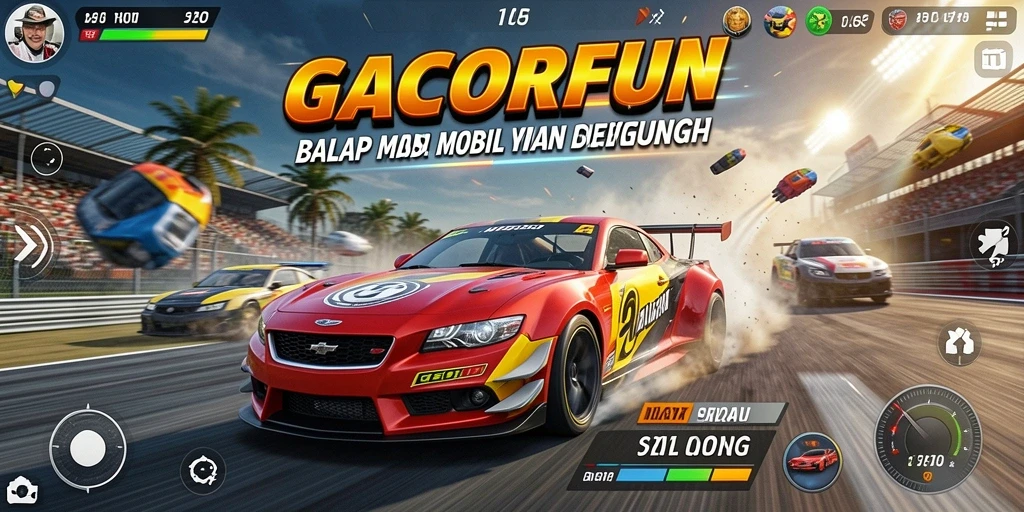 Tampilan gameplay balapan yang menegangkan dalam GACORFUN.
