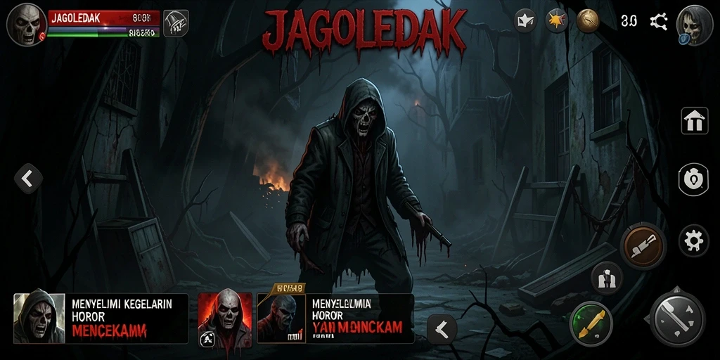 Tampilan gameplay mencekam di dalam dunia horor.
