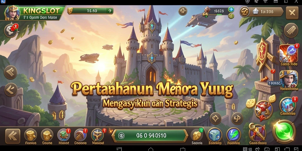 Screenshot KINGSLOT menampilkan aksi menara bertahan yang menarik.