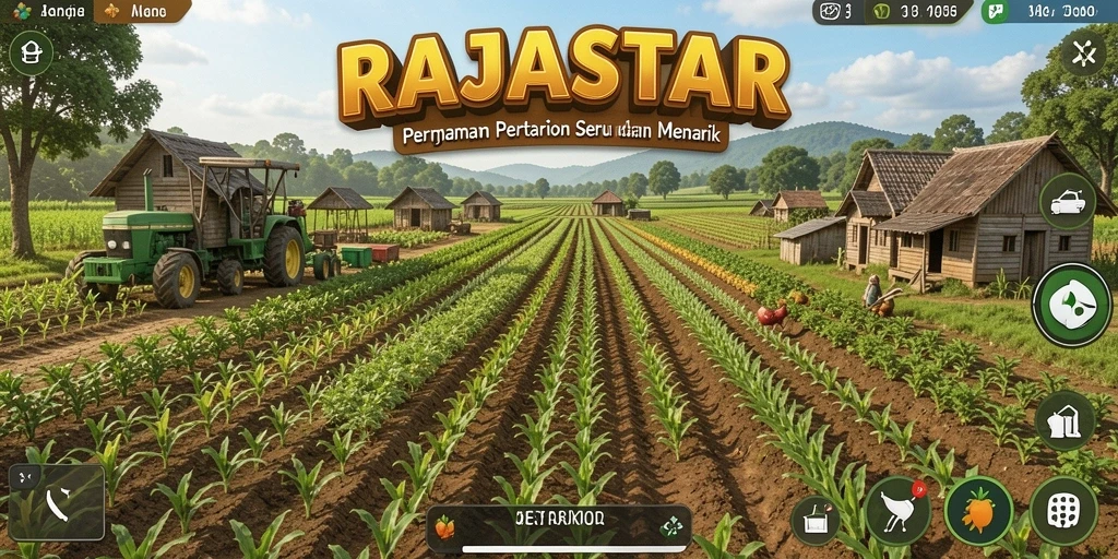 Gameplay RAJASTAR menampilkan ladang yang indah dan interaksi antar pemain.
