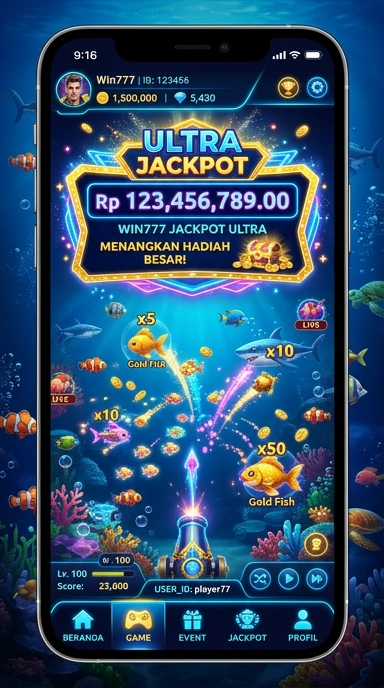 Tampilan utama aplikasi win777 yang menarik dan intuitif.